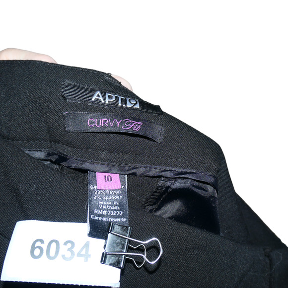 Apt 9 Dress Pants Womens 10 Black Curvy Fit Wide Leg Pockets Trousers Preppy - Picture 8 of 8